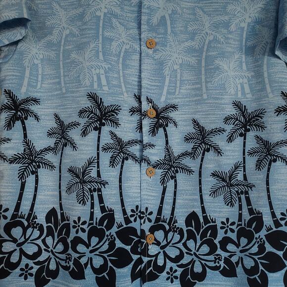 Sideout Hawaiian Tropical Blue Button Down Short Sleeve Shirt like NEW Boys Med - Picture 3 of 4